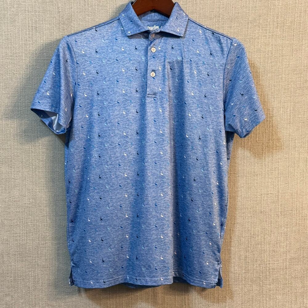 TailorByrd Performance Polo Blue Mens Small Flamingo Golf Tennis Casual